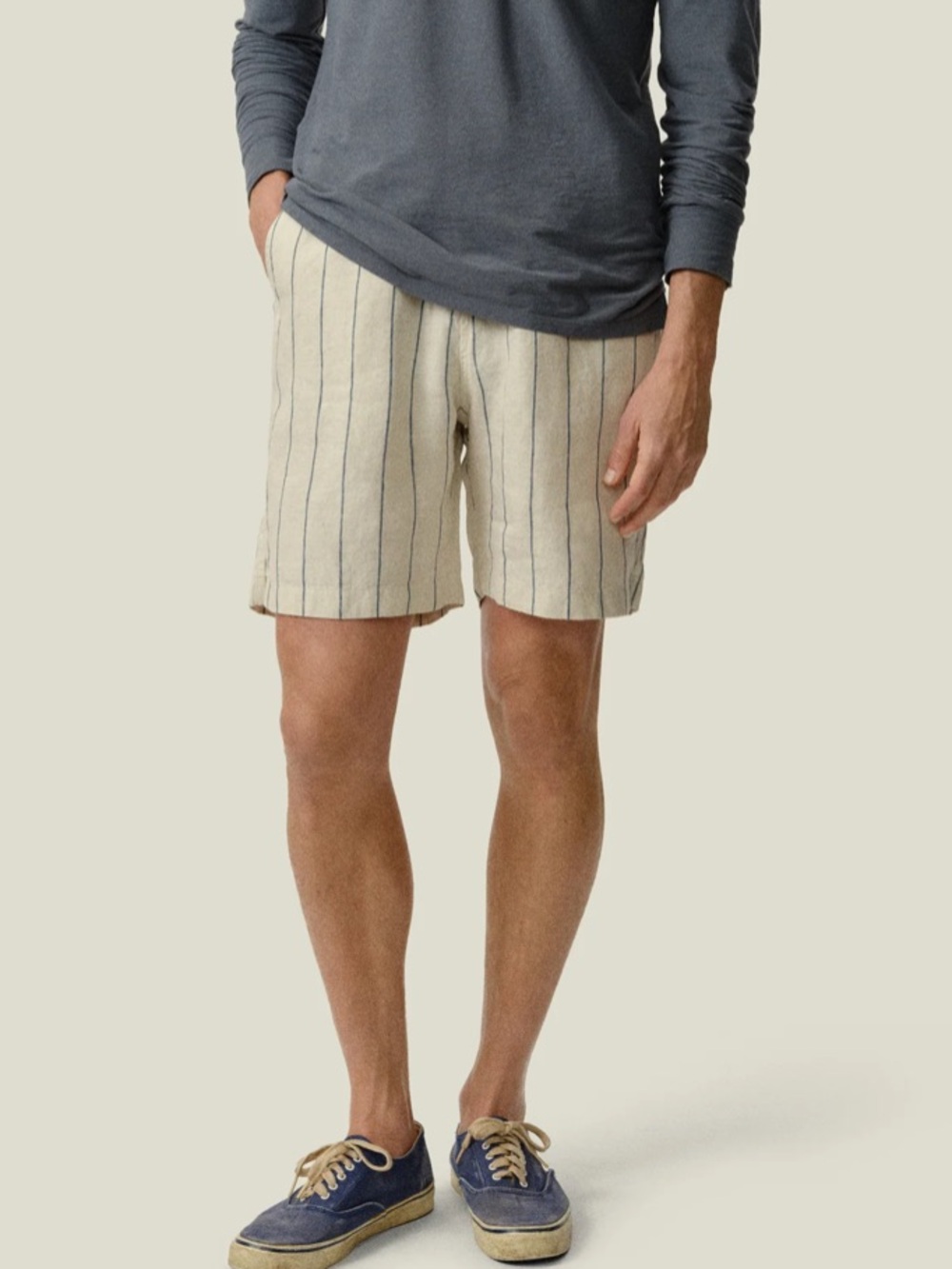 ALEX CRANE MENS 100% linen shorts in RIO, stripes 2 pockets size XL
